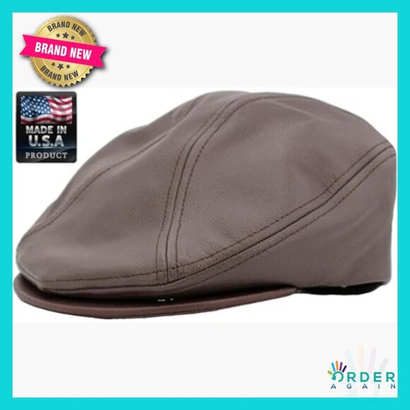 Genuine Leather Newsboy Cap Classic Retro Style Fall Winter Sun Protection main image 4